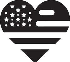 minimo cuore forma con noi bandiera vettore logo icona, piatto simbolo, nero colore silhouette 11
