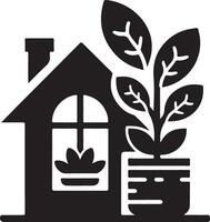 Casa pianta vettore icona, clipart, simbolo, nero colore silhouette 16