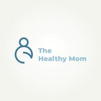 semplice minimalista salutare mamma gravidanza linea arte icona logo modello vettore illustrazione design. semplice moderno bambino cura, salutare di madre, nutrizione e cura logo concetto