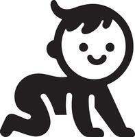 minimo carino sorridente bambino strisciando icona nero colore silhouette, logo, clipart, simbolo 12 vettore