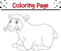 divertente pecora mangiare erba colorazione pagina per bambini vettore