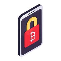 premio Scarica icona di mobile sicuro bitcoin vettore