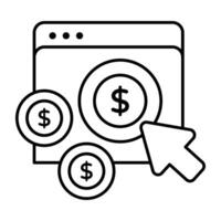 concettuale lineare design icona di pagare per clic vettore