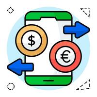 un'icona di design modificabile del cambio valuta vettore