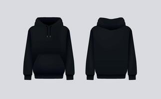 uomini nero felpa con cappuccio. realistico Maglione modello. lungo manica felpa con cappuccio modello capi di abbigliamento vettore