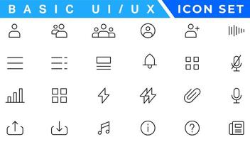 ui e UX icona impostare, utente interfaccia icona impostato collezione. vettore