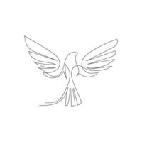 uccello uno linea arte logo design vettore