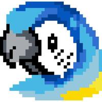 uccello cartone animato icona nel pixel stile vettore