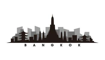 bangkok orizzonte e punti di riferimento silhouette vettore