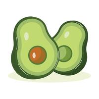 carino cartone animato avocado icona. maturo avocado frutta, salutare nutriente naturale cibo e avocado metà, fetta. avocado dentro. design per tessili, etichette, manifesti. vettore