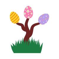 contento Pasqua uova, Pasqua piatto cartone animato vettore. vettore