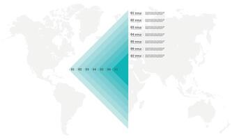 triangolo infografica diagramma passo di passo nel un' serie di cerchio. diagramma con 7 opzioni, processi. vettore