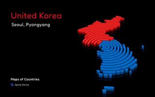 3d vettore carta geografica di Sud e nord Corea. politico carta geografica. seoul, pyongyang. unito Corea. capitale. mondo paesi vettore mappe. spirale impronta digitale serie