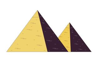 egiziano piramidi 2d lineare cartone animato oggetto. Egitto antico cultura. mondo eredità luogo punto di riferimento isolato linea vettore elemento bianca sfondo. monumento famoso pietre colore piatto individuare illustrazione