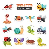 impostato di vario cartone animato insetti vettore