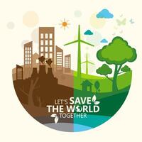 ecology.green cities aiuta il mondo con idee ecologiche concept.vector illustrazione vettore