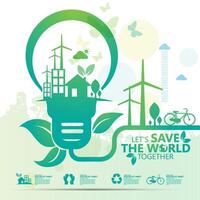 ecology.green cities aiuta il mondo con idee ecologiche concept.vector illustrazione vettore