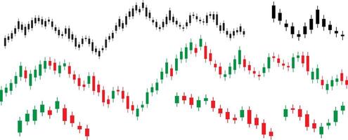 candeliere modello nel forex o azione mercato nel nero e verde, rosso colori vettore