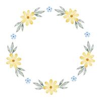 blu e giallo fiori selvatici. il giro ghirlanda di semplice fiori. acquerello isolato illustrazione. telaio per design di cartoline per Pasqua, compleanno, internazionale Da donna giorno vettore