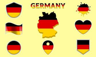 collezione di piatto nazionale bandiere di Germania con carta geografica vettore