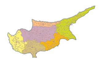 amministrativo carta geografica di Cipro mostrando regioni, province vettore
