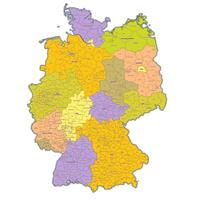 amministrativo carta geografica di Germania mostrando regioni, province vettore