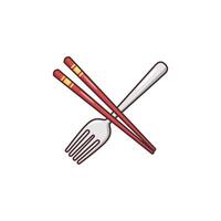 cartone animato illustrazione di bastoncini e forchetta vettore. per ristorante loghi. vettore