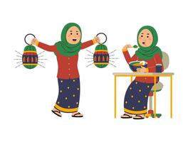 giovane donna Ramadan attività vettore illustrazione