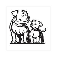 ai generato americano staffordshire terrier cane famiglia clipart illustrazione nel nero e bianca vettore