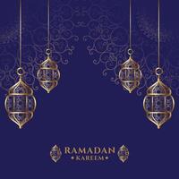 Ramadan kareem islamico d'oro lanterna sfondo design vettore