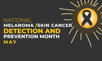 nazionale melanoma e pelle cancro rivelazione e prevenzione mese. sfondo, striscione, carta, manifesto, modello. vettore illustrazione.