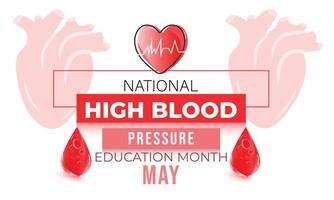 nazionale alto sangue pressione formazione scolastica mese. sfondo, striscione, carta, manifesto, modello. vettore illustrazione.