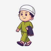 carino musulmano cartone animato personaggio illustrazione vettore