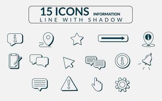 informazione icone linea con ombra vettore