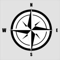 un' nero colore bussola con nord, Sud, est, ovest direzione per navigazione utilizzando magnetico i campi vettore, icona, simbolo, e illustrazione vettore