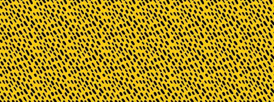 senza soluzione di continuità barra piccolo trattino scarabocchio animale modello. vettore geometrico nero su giallo illustrazione.