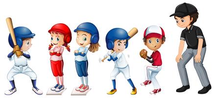 Set di bambini da baseball vettore