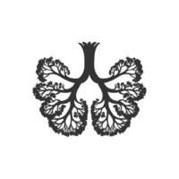 umano polmoni nel il modulo di un' albero silhouette icona. vettore illustrazione design.