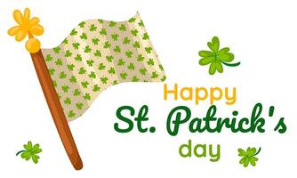 divertente iscrizioni con st. Patrick giorno e un' trifoglio bandiera per il vacanza per manifesti, volantini, cartoline, inviti, adesivi, striscioni, i regali. vettore illustrazione di un' moderno irlandese. rettangolo
