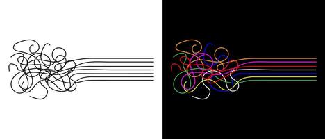 ordine e caos diagramma. psicoterapia e psicologia concetto vettore linea.