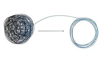 ordine e caos diagramma. psicoterapia e psicologia concetto vettore linea.