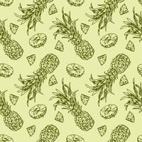 ananas grafica, senza soluzione di continuità modello. totale frutta e fette. vettore illustrazione. design elemento per involucro carta, sfondo, tessile, tessuto, carte, copertine.