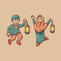 islamico Ramadan personaggio attività vettore grafico illustrazione. adatto per Ramadan design esigenze 07