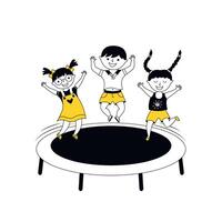 bambini salto su trampolino cartone animato vettore illustrazione