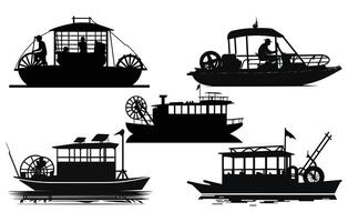 airboat silhouette collezione, airboat avventure vettore