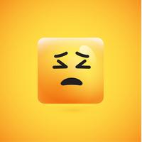 Alta emoticon gialla dettagliata dettagliata su un fondo giallo, illustrazione di vettore