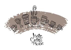 Di Più coffe per favore scritta. vettore illustrazione.