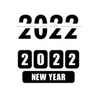 Set di design del testo del logo del nuovo anno 2022. Modello di progettazione del numero 2022. semplice icona del calendario. bandiera astratta moderna. illustrazione grafica vettoriale isolato su sfondo bianco