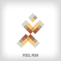 creativo pixel in esecuzione uomo logo. in modo univoco progettato colore transizioni. digitale gli sport e personaggio logo modello in movimento in direzione il superiore. vettore. vettore