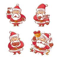 contento Santa claus, cartone animato stile impostato vettore